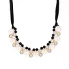 Choker Hesiod High Quality Black White Bead Neckalce Rope Fashion Korea Shine Imitation Peal Crystal Necklace Collar