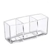 Speicherboxen 3 Löcher transparente kosmetische Kunststoff-Make-up-Pinsel-Werkzeugkasten Hülle Make-up-Halter Tisch Organizer