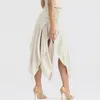 Skirts Fashion Women's Temperament Double Layer Satin Pleated High Waist Design Irregular Slit Skirt