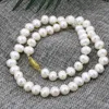 Kedjor högklassig 2-stil naturligt sötvatten odlad vit pärla 8-9mm pärlkedja halsband kvinnor bröllop gåva smycken 18 tum b3188