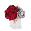 Flores decorativas Acessórios de folhas douradas noivo Flor Flor Groomsmen Moda Corsage Homens Mulheres Party Boutonniere Damas de Bridesids Mão de Casamento