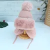 Berets Winter Thick Outdoor Earflap Warm Hat Knitted Snow Ski Cap Fleece Bomber Trapper Women Faux Fur Pompom