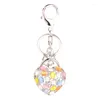 Keychains High Quality Drip Alloy Keychain Chaveiro Drop Oil Glaze Howllow Opal Beads Heart Crystal Gold-color Stainless Key Ring