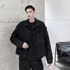 Männer Jacken Männer Niet Vintage Mode Lässig Lose Kurze Jacke Männliche Frauen Koreanische Streetwear Schwarz Mantel OberbekleidungHerren