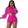 Designer Primavera Outfits Mulheres Tracksuits Dois Conjuntos de Peças de Manga Longa Malha Top e Shorts Ternos Esportivos Roupas de Verão Atacado Bulk 9258