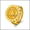 Bande Anneaux Fleur D'or Pour Les Femmes Bijoux À La Main Femme Promesse De Mariage Vintage Or Bague De Fiançailles Dames Cadeaux Drop Delivery Dhiuh