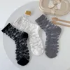 Frauen Socken Damen Mode Sheer Mesh Glas Seide Ultradünne Transparente Kristall Spitze Elastische Sommer Söckchen