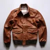 Men's Leather Faux Quality Super Coat Genuine Cow Cowhide Stylish Durable Vintage A2 Jacket 230213