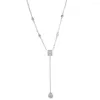 Cadeias que vendem 2023 Lovely Chic Y lariat Long Silver Color Pingnde