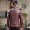 Masculino para baixo de tamanho curto de stand stand gole de inverno casaco de inverno homem magro quente maré motocicleta jaqueta de couro coreano masculino