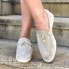 Italie Designer Loropiana Chaussures Lp Penny Mocassins Femmes Printemps et Automne Cuir Fond Plat Britannique Surdimensionné Chaussures Pour Femmes Avec Un Pied