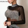 Party Dresses Women Elegant Decor Sheer Mesh Bodycon Dress 230211
