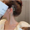Clip-On Screw Back Backs Earrings 1 Pc Luxury No Piercing Crystal Tassel Chain Ear Cuff Wrap Clip For Women Trendy Butterfly Jewelry Dhiqt