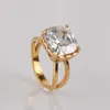 Pierścienie zespołowe modne stal nierdzewna pierścionki kobiety z genialną sześcienną cyrkonią luksusowe pierścionki zaręczynowe mody biżuterii weselnej g230213
