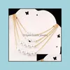 H￤nge halsband h￤ngsmycken f￶r kvinnor grossist mode koreansk turkisk roman juvelery 18k guldpl￤terad kedja l￥nga charm kedjor pearl d dhbtq