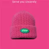 Beanies Beanie/Skull Caps Rosy Pink Knited Hat Wool Keep Warm Beanie Student Tide Ins 2023 Women Autumn Winter Spring Stripe Letter Female