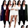 Trajes de mujer Blazers Blazer blanco Manga larga Solapa Capa Capa Casual Split Poncho Ol Chaqueta Capa Mujer Traje Drop Entrega Appare Dhrdm