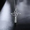 Chains NUMBOWAN 925 Silver 18 Inch Cross White Violet Zircon Crystal Pendant Necklace Women Gift Fashion Charm Jewelry Gifts