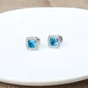 Boucles d'oreilles femmes clous topaze bleue Zircon Designer boucles d'oreilles bijoux mode luxe femmes mariage Stud