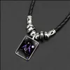 Pendentif Colliers Twee Constellation Collier Hommes Noir Gallstone Verseau Poissons Scorpion Sagittaire Capricorne Perlé Drop Delivery Dh628