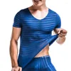 Unterhemden Sexy Herren-T-Shirts aus Eisseide, nahtlos, kurzärmelig, schlank, dehnbar, atmungsaktiv, Unterwäsche, dünne Sport-Tops