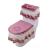 Housses de siège de toilette, 3 pièces, Style européen, en peluche, décor de salle de bain, housse de réservoir, ensemble de coussins (violet)