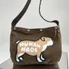 Duffel Bags Canvas Human Made Dog Bag Men Women Cartoon Grafische knop Vintage Backpacks