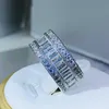 Anéis de banda simples elegante 925 Sterling prata deslumbrante retângulo CZ Ring de cristal de zircão promessa anéis de noivado de casamento para mulheres G230213