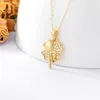 Chains YFN 14k Solid Gold Clover Luck Necklace For Women Cute Heart Necklaces Lucky Dainty Fine Jewelry