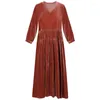 Artı boyutu elbiseler elbise zarif peri kadife bahar otomatik kılıflı fener kollu kadife vintage vestido robe 5xl 6xl