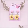 Clip-On Screw Back Backs Earrings Super Cute Yellow Flowers Stars Rainbow Clip On For Kids Girls Jewelry No Pierced Children Clips E Dh0Cs