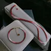 Chaînes un ensemble rouge rubis rond à facettes 3-4mm collier bracelet 40cm 16cm perles en gros FPPJ