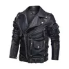 Men's Jackets Winter Mens Leather Men Fashion Motorcycle PU Cool Zipper Pockets Coats Male Luxury Brand EU Size 230213