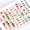 Solitaire yüzüğü 20pcs/lot moda colorf rhinestone doğa taş halkalar kadınlar için takı