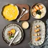 Borden Japanse keramische onregelmatige stenen graan rijst noedel Saladom Retro bord Dessert biefstuk Pastagerechten keuken servies