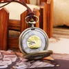 Pocket Watches Men Women Quartz Fob Watch Titanium Necklace Pendant Mini Oracle Antique Brass Color Retro Design