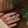 Hoop Earrings Black Bowknot Women Circle Crystal Silver Needle Womens Costume Girls Jewelry