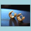 Hoop Huggie Channel Earrings Mens 여성을위한 스테인리스 스틸 스터드 수정 다이아몬드 스털링 Serling Sier 14K 로즈 골드 드롭 배달 DHE9Y