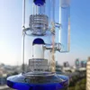 Blue Double Matrix Perc Glass Water Bongs Dab Rigs Hookahs Shisha Big Glass Water Pipes Oil Bong With 14mm Joint