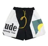 Rhude Shorts Brand Designer Shorts Summer Fashion Beach Pants Men High Quality Running Sports Street Wear Red Blue Black Purple Pants Mens Kort storlek S-XL 6554