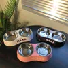 Letter Logo Pets Bowls Designer Dogs Double Feed Basin Fashion Pet Cat Water Bowl Multi Color