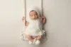 Keepsakes Wooden Swing born Posing Prop Natural Toys Vintage Swing Rainbow Macrame Boho Children's Pography Shootsession Posing Aid 230211