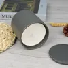 Tazza per candela di incenso in ceramica grigio opaco da 450 ml con coperchio portacandele supporto tazza di riempimento cera può essere logo personalizzato