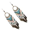 Hoop Earrings & Huggie Pair Beaded Tassel Bohemian Style Fringe EarringsHoop