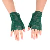 3 Ensembles/Pack Fournitures de Fête Gants de Cosplay Élastiques en Dentelle Demi-Doigts 18,5 cm de Longueur Femme Halloween Court Dîner Sexy Performance Mitaines de Mariage à l'épreuve du Soleil