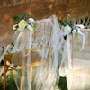 Dekorative Blumen Kränze Stuhllehne Blume Hochzeit im Freien Dekoration künstlich mit Chiffonbändern Festliche Lieferungen Pografie RequisitenDez