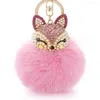 Keychains Dormon Cute Fur Ball Fluffy nyckelkedjor Ringar Holder Crystal Sale Sale Väska Pendant Keyrings For Car Gift DK283