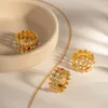 Klusterringar rostfritt stål pläterat 18k guld färgglad droppolja vid ansikte kronring mode fina smycken för kvinnor födelsedagspresent