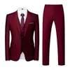 Mäns kostymer blazers klassiska modemän 3 -stycken kostym för bröllop groomsmen smal fit prom tuxedo svart grå affärsbyxa