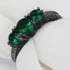 Fedi nuziali Elegante Classico Amore da donna Verde Azzurro cielo 3 pezzi Anello di fidanzamento con fascia in cristallo nero color oro con zirconi